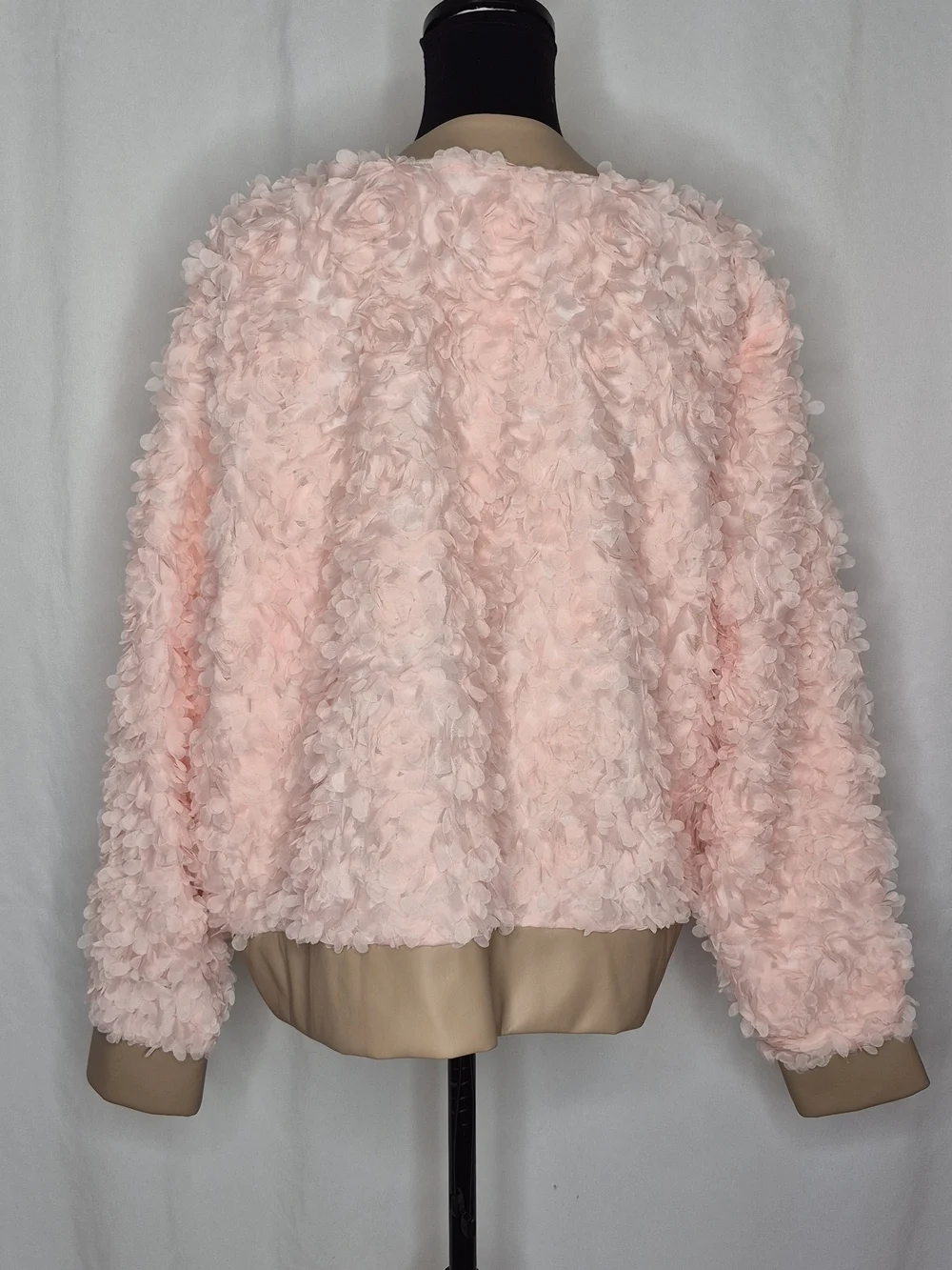 Fierce by Mally Rosebud Textured Bomber Jacket w/ Faux Leather Trim - Sz XL